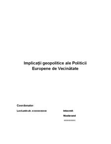 Implicații Geopolitice ale Politicii Europene de Vecinătate - Pagina 1