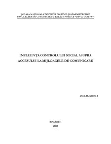 Influența Controlului Social asupra Accesului la Mijloacele de Comunicare - Pagina 1