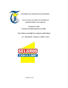 Dezvoltarea activității de comerț în cadrul firmei SC Selgros SRL - Pagina 1