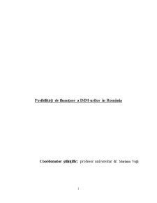 Posibilități de Finanțare a IMM-urilor în România - Pagina 1