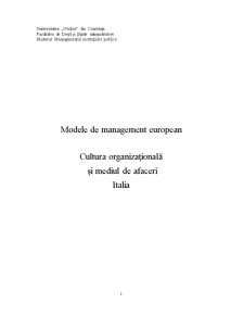 Cultura organizațională și mediul de afaceri - Italia - Pagina 1