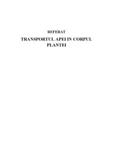 Transportul Apei în Corpul Plantei - Pagina 1