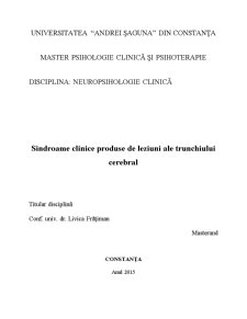 Sindroame Clinice Produse de Leziuni ale Trunchiului Cerebral - Pagina 1