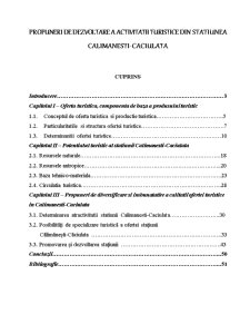 Propuneri de Dezvoltare a Activitatii Turistice din Calimanesti-Caciulata - Pagina 1