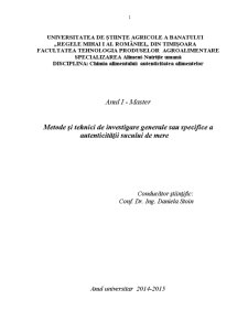 Metode și Tehnici de Investigare Generale sau Specifice a Autenticității Sucului de Mere - Pagina 1