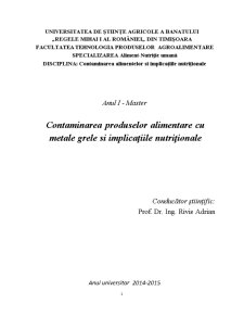 Contaminarea Produselor Alimentare cu Metale Grele și Implicațiile Nutriționale - Pagina 1