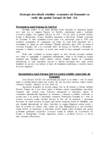 Strategia dezvoltării relațiilor economice ale României cu țările din spațiul Europei de Sud-Est - Pagina 1