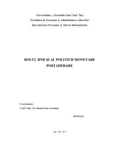 Rolul BNR și al Politicii Monetare Postaderare - Pagina 1