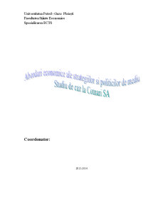 Abordări economice ale strategiilor și politicilor de mediu - studiu de caz la Cotnari SA - Pagina 1
