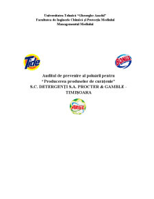Auditul de prevenire al poluării pentru producerea produselor de curățenie SC Detergenți SA Procter and Gamble Timișoara - Pagina 1