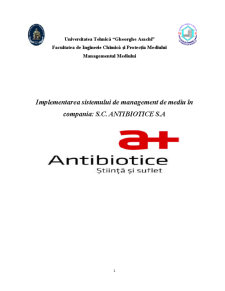 Implementarea Sistemului de Management de Mediu în Compania - SC Antibiotice SA - Pagina 1