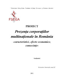 Prezența Corporațiilor Multinaționale în România - Pagina 1