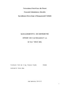 Managementul de distribuție - studiu de caz realizat la SC da' Vinci SRL - Pagina 1