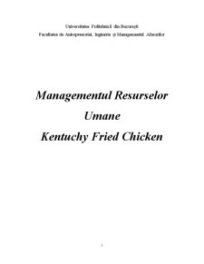 Managementul Resurselor Umane KFC - Pagina 1