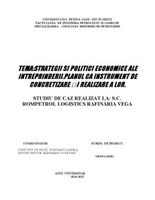 Strategii și politici economice ale întreprinderii - planul ca instrument de concretizare și realizare a lor - Pagina 1