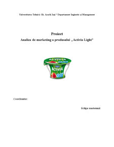 Analiza de Marketing a Produsului Activia Light - Pagina 1