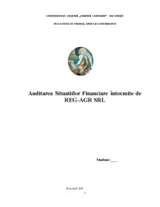 Auditarea Situatiilor Financiare Întocmite de REG-AGR SRL - Pagina 1