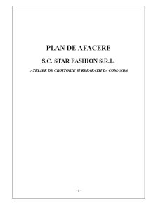 Plan de Afaceri - Atelier Croitorie - Pagina 1