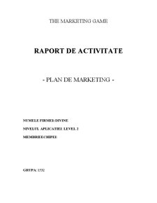 Raport de Acivitate - The Marketing Game - Pagina 1