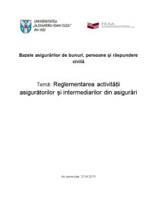 Reglementarea Activității Asigurătorilor și Intermediarilor din Asigurări - Pagina 1