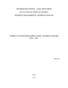 Tendințe în evoluția datoriei publice externe a României în perioada 2005-2013 - Pagina 1