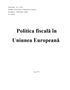 Armonizarea Fiscală în Uniunea Europeană - Pagina 1