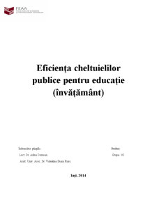 Eficiența cheltuielilor publice pentru educație (invățământ) - Pagina 1