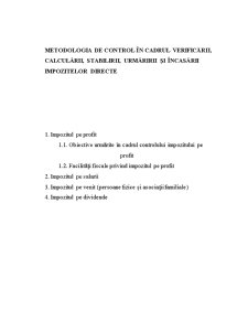 Metodologia de control în cadrul verificării, calculării, stabilirii, urmăririi și încasării impozitelor directe - Pagina 1