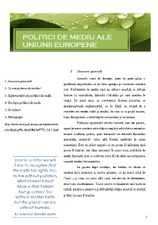 Politici de Mediu ale Uniunii Europene - Pagina 1