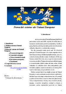 Provocări Externe ale Uniunii Europene - Pagina 1