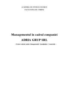 Managementul în Cadrul Companiei Adria Grup SRL - Pagina 1