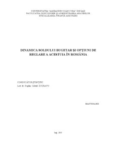 Dinamica Soldului Bugetar și Opțiuni de Reglare a Acestuia în România - Pagina 1