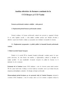 Analiza Ofertelor de Formare Continuă de la CCD Brașov și CCD Vaslui - Pagina 1