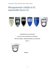 Managementul calității la SC Automobile Dacia SA - Pagina 1