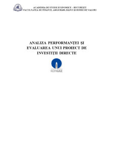 Analiza performanței și evaluarea unui proiect de investiții directe - Romgaz - Pagina 1