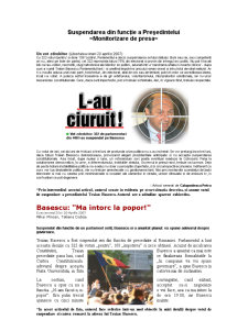 Monitorizare de presă - suspendarea din funcție a președintelui Traian Băsescu - Pagina 1