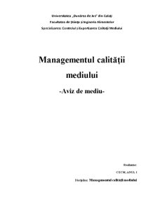 Managementul calității mediului - Aviz de mediu - Pagina 1