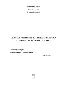 Cercetări referitoare la generatorul sincron al unei locomotive diesel electrice - Pagina 1