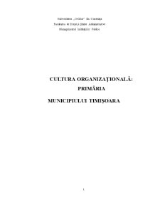 Cultura Organizațională Primăria Timișoara - Pagina 1