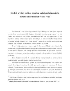 Studiul privind politica penală a legiuitorului român în materia infracțiunilor contra vieții - Pagina 1