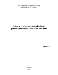 Asigurarea - managementul calității potrivit standardelor din seria ISO 9000 - Pagina 1