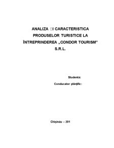 Analiza și caracteristica produselor turistice la întreprinderea Condor Tourism - Pagina 1