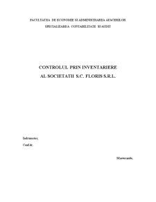 Controlul prin inventariere al societății SC Floris SRL - Pagina 1