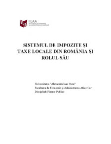 Sistemul de impozite și taxe locale din România și rolul sau - Pagina 1