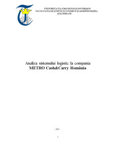 Analiza sistemului logistic la compania METRO România - Pagina 1