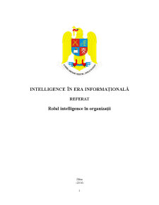 Intelligence în era informațională - rolul intelligence în organizații - Pagina 1