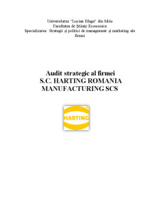 Audit strategic al firmei SC Harting România Manufacturing SCS - Pagina 1