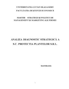 Analiza diagnostic strategică a SC Protecția Plantelor SRL - Pagina 1