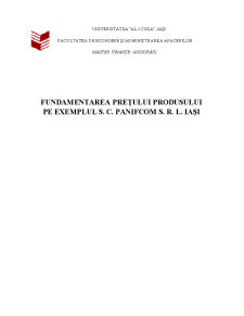 Fundamentarea prețurilor produselor pe exemplul Panifcom - Pagina 1