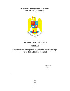 Activitatea de intelligence al spionului Richard Sorge în al doilea Război Mondial - Pagina 1